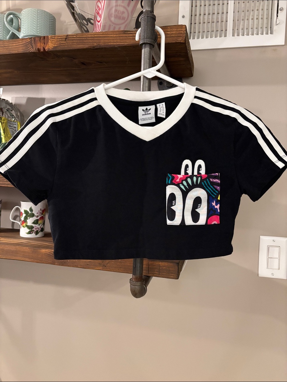 adidas x Hattie Stewart Cropped 3-Stripes Tee | Size XS